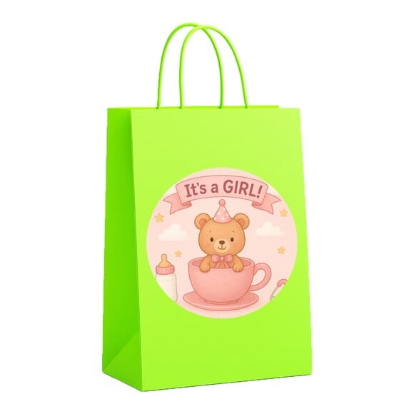 Sacola de Papel Personalizada Infantil Chá de Bebê Menina