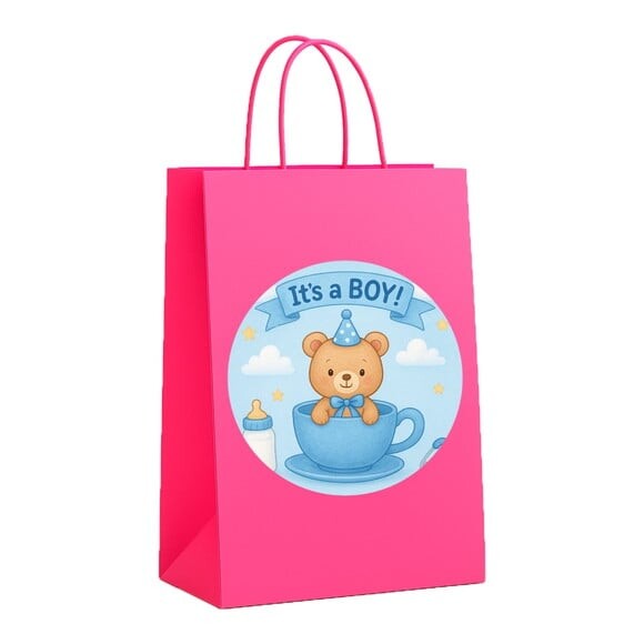 Sacola de Papel Personalizada Infantil Chá de Bebê Menino