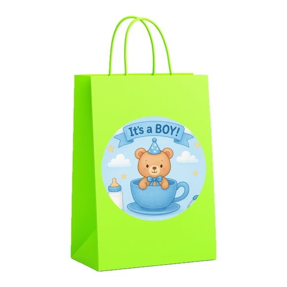 Sacola de Papel Personalizada Infantil Chá de Bebê Menino