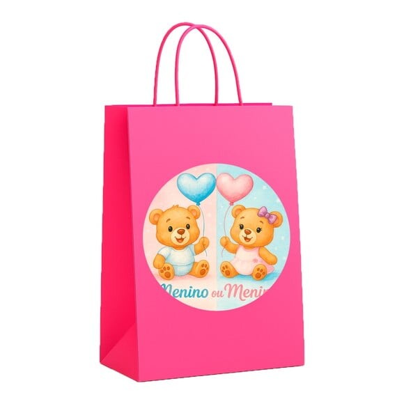 Sacola de Papel Personalizada Infantil Chá de Revelação