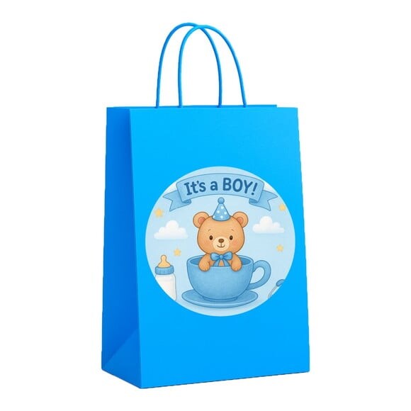 Sacola de Papel Personalizada Infantil Chá de Bebê Menino