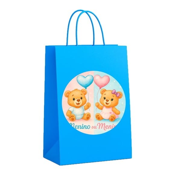 Sacola de Papel Personalizada Infantil Chá de Revelação