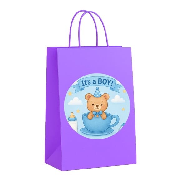 Sacola de Papel Personalizada Infantil Chá de Bebê Menino