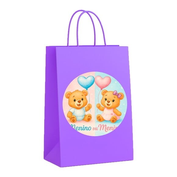 Sacola de Papel Personalizada Infantil Chá de Revelação