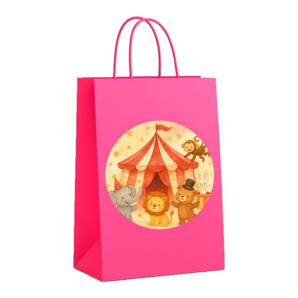 Sacola de Papel Personalizada Infantil Circo Aquarela