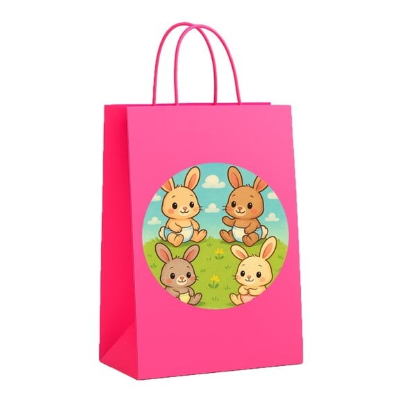 Sacola de Papel Personalizada Infantil Coelhinhos Baby