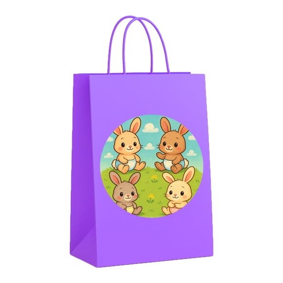 Sacola de Papel Personalizada Infantil Coelhinhos Baby