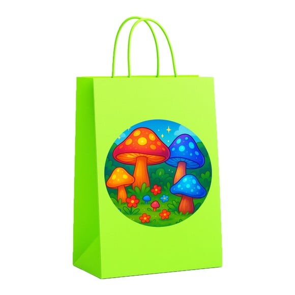 Sacola de Papel Personalizada Infantil Cogumelos Mágicos