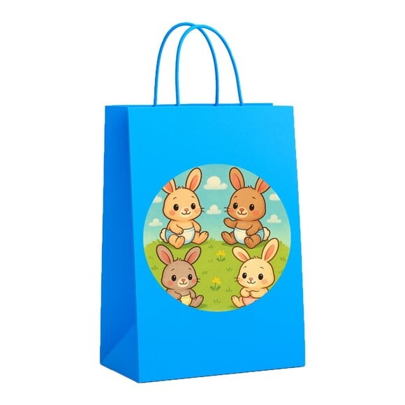 Sacola de Papel Personalizada Infantil Coelhinhos Baby
