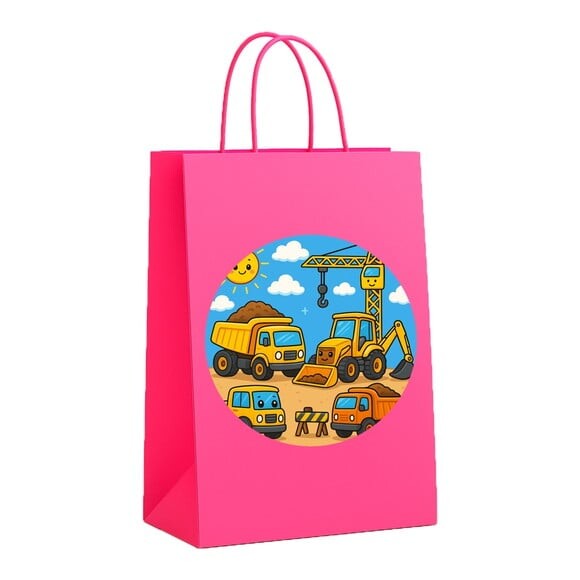 Sacola de Papel Personalizada Infantil Construção Civil