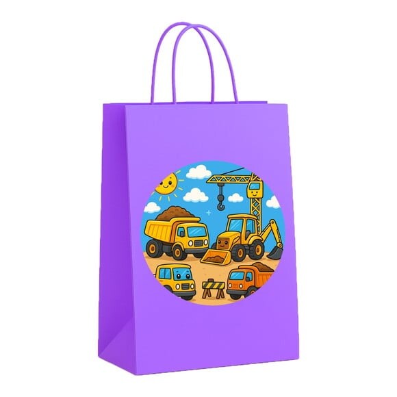Sacola de Papel Personalizada Infantil Construção Civil