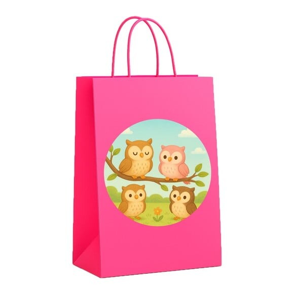 Sacola de Papel Personalizada Infantil Corujinhas