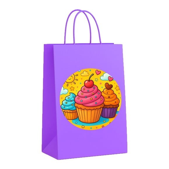 Sacola de Papel Personalizada Infantil Cupcakes