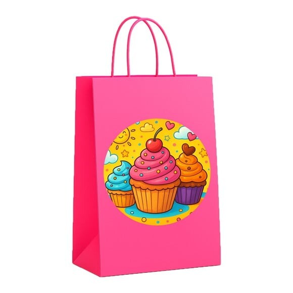 Sacola de Papel Personalizada Infantil Cupcakes