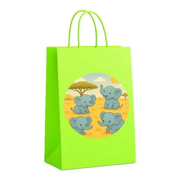 Sacola de Papel Personalizada Infantil Elefantinhos