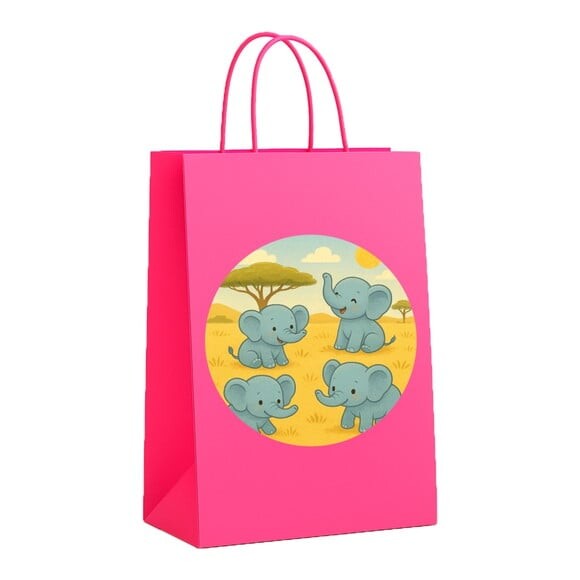 Sacola de Papel Personalizada Infantil Elefantinhos