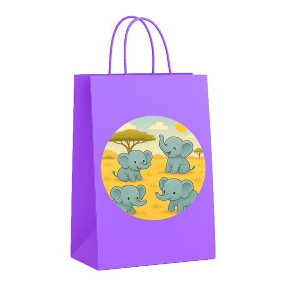 Sacola de Papel Personalizada Infantil Elefantinhos