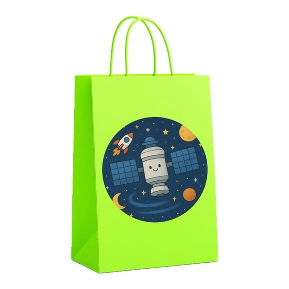 Sacola de Papel Personalizada Infantil Estação Espacial