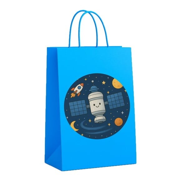 Sacola de Papel Personalizada Infantil Estação Espacial