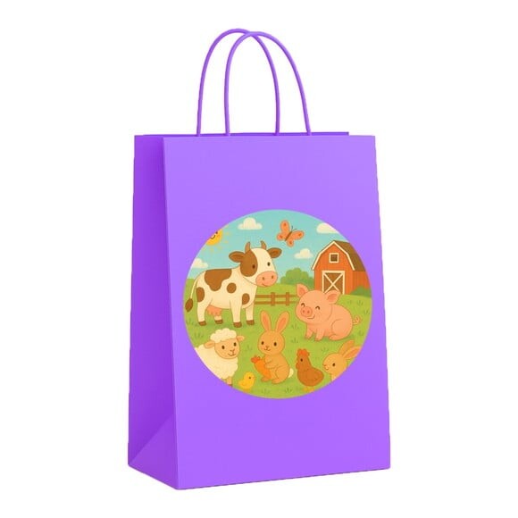 Sacola de Papel Personalizada Infantil Fazendinha