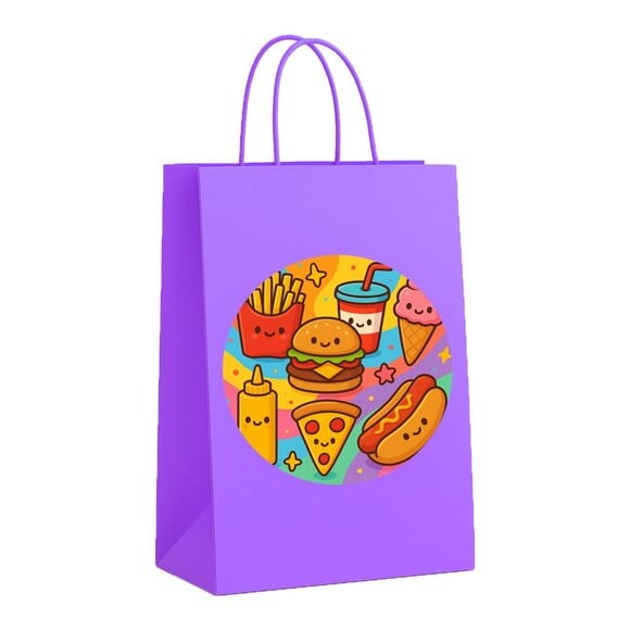 Sacola de Papel Personalizada Infantil Fast Food