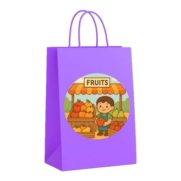 Sacola de Papel Personalizada Infantil Feira de Frutas