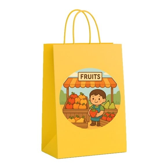 Sacola de Papel Personalizada Infantil Feira de Frutas