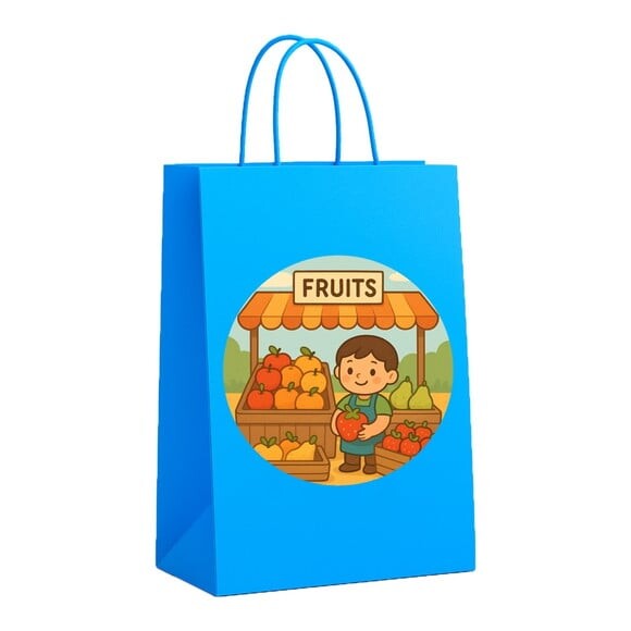 Sacola de Papel Personalizada Infantil Feira de Frutas