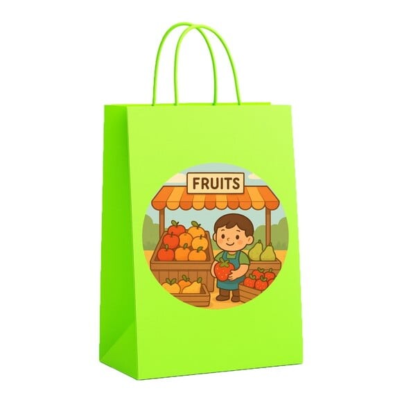 Sacola de Papel Personalizada Infantil Feira de Frutas