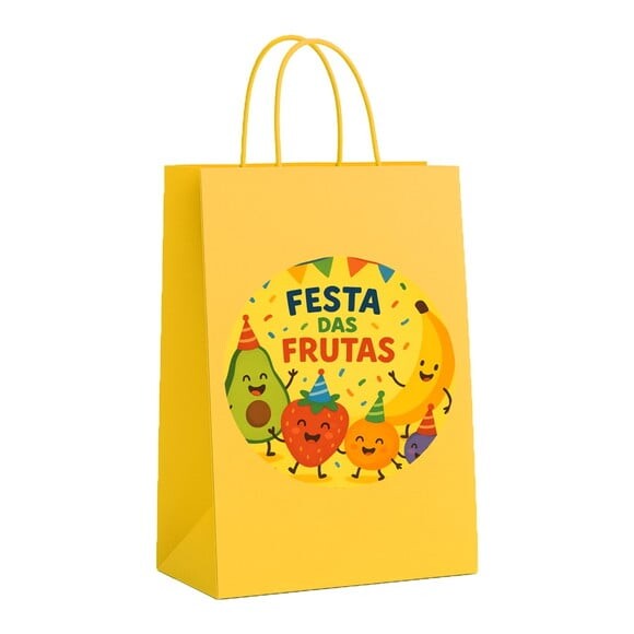 Sacola de Papel Personalizada Infantil Festa das Frutas