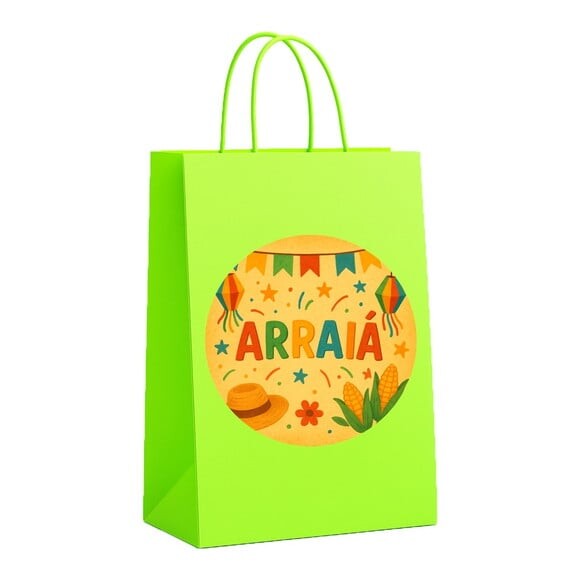 Sacola de Papel Personalizada Infantil Festa Junina Arraiá