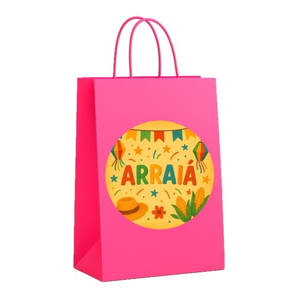 Sacola de Papel Personalizada Infantil Festa Junina Arraiá