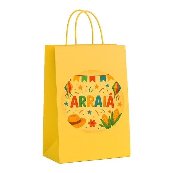 Sacola de Papel Personalizada Infantil Festa Junina Arraiá
