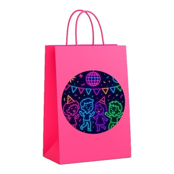 Sacola de Papel Personalizada Infantil Festa Neon