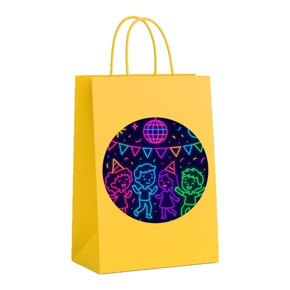 Sacola de Papel Personalizada Infantil Festa Neon