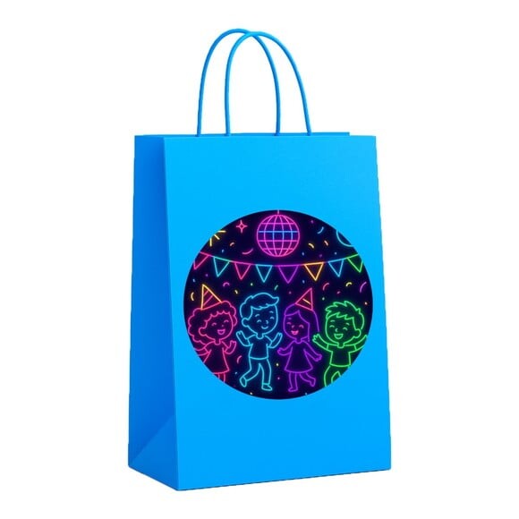 Sacola de Papel Personalizada Infantil Festa Neon