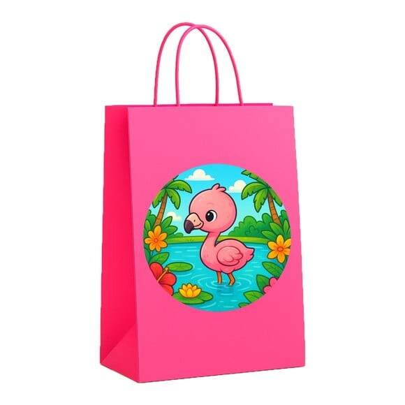 Sacola de Papel Personalizada Infantil Flamingo Baby