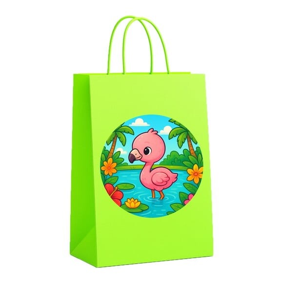 Sacola de Papel Personalizada Infantil Flamingo Baby