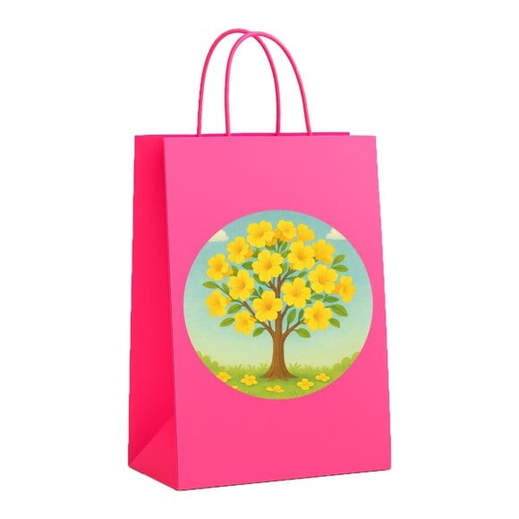 Sacola de Papel Personalizada Infantil Flor de Ipê Amarela