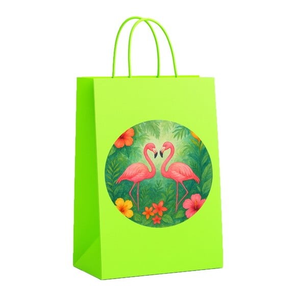 Sacola de Papel Personalizada Infantil Flamingo Aquarela