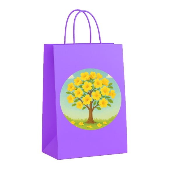 Sacola de Papel Personalizada Infantil Flor de Ipê Amarela