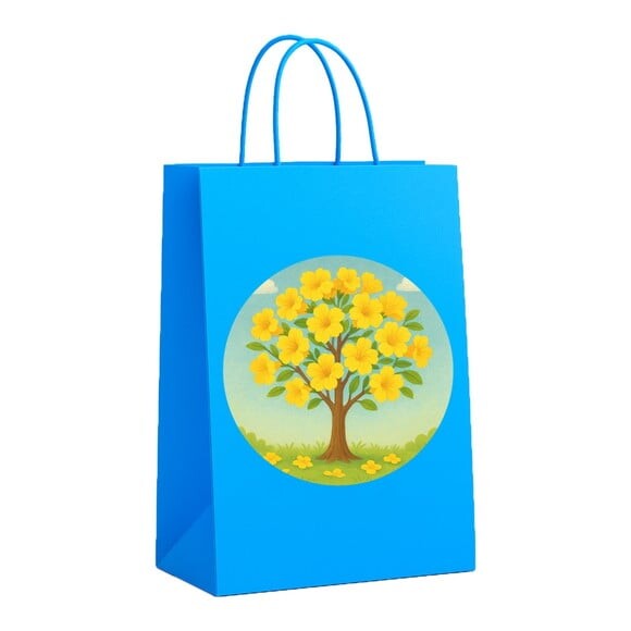 Sacola de Papel Personalizada Infantil Flor de Ipê Amarela
