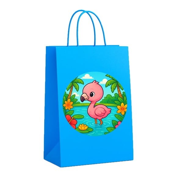 Sacola de Papel Personalizada Infantil Flamingo Baby