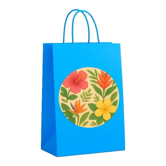 Sacola de Papel Personalizada Infantil Flores Tropicais