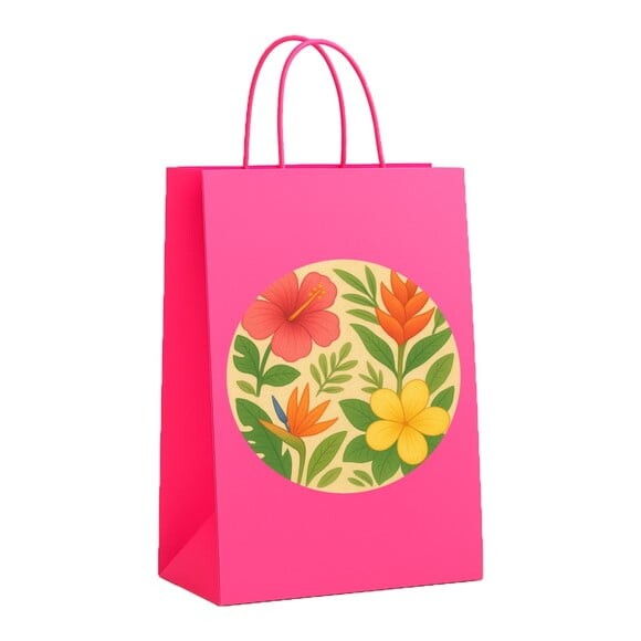 Sacola de Papel Personalizada Infantil Flores Tropicais