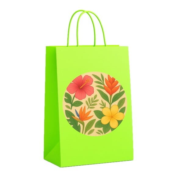 Sacola de Papel Personalizada Infantil Flores Tropicais