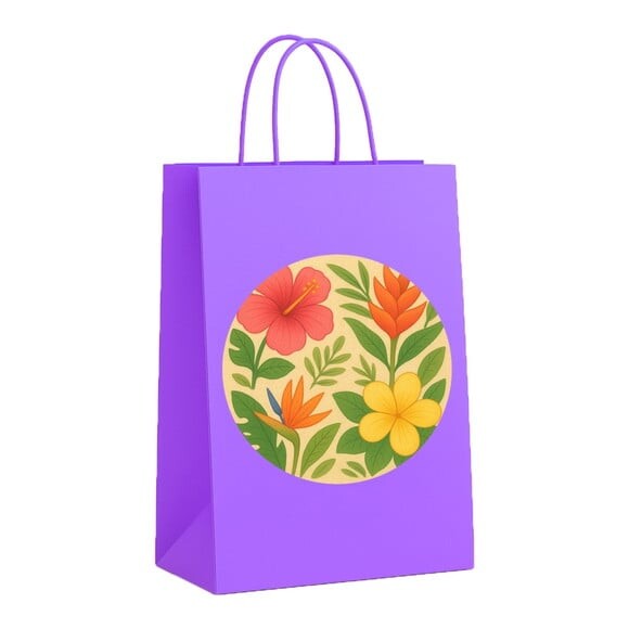 Sacola de Papel Personalizada Infantil Flores Tropicais