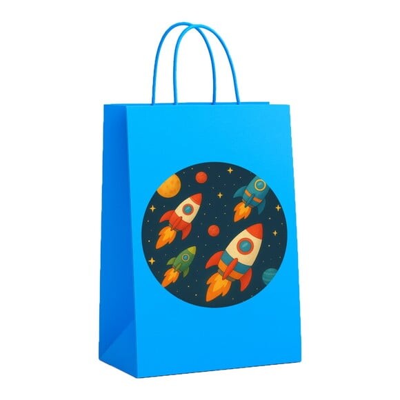 Sacola de Papel Personalizada Infantil Foguetes