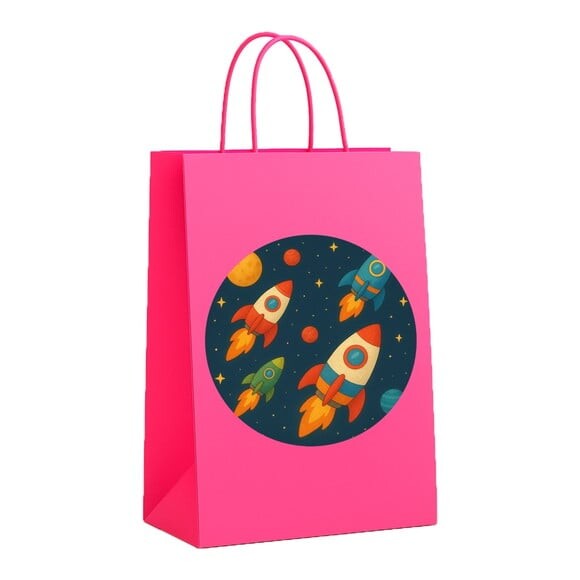 Sacola de Papel Personalizada Infantil Foguetes