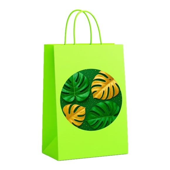 Sacola de Papel Personalizada Infantil Folha Costela-de-adão